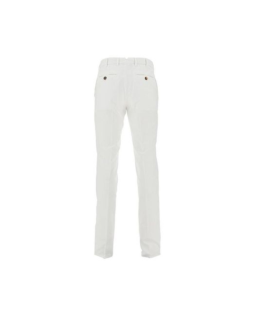 Brunello Cucinelli White Gabardine Italian Fit Pants for men