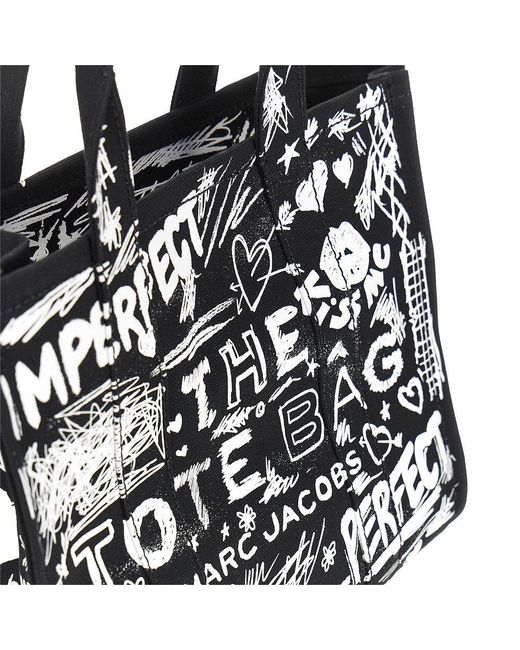 Marc Jacobs Black The Punk Scribble Medium Canvas Tote Bag
