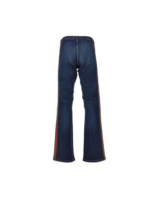 Gucci Blue Denim Jeans With Web Ribbon for men