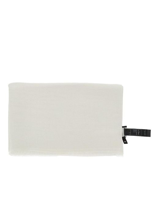 Emporio Armani White Jacquard Wool Blend Scarf