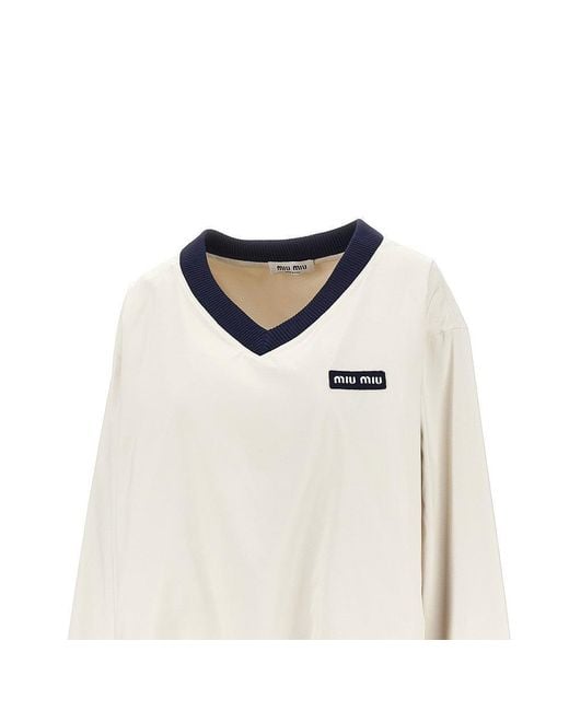 Miu Miu White Tec Pongé Sweatshirt