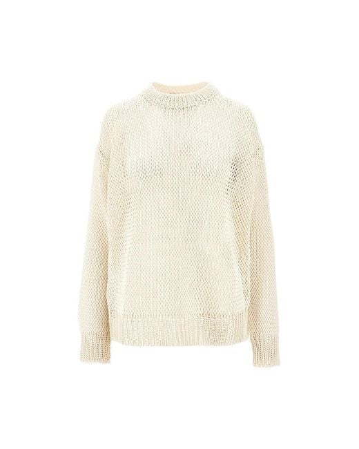 Jil Sander White Oversized Silk Sweater