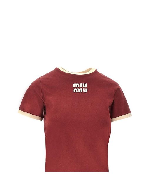 Miu Miu Red Logo Patch T-Shirt