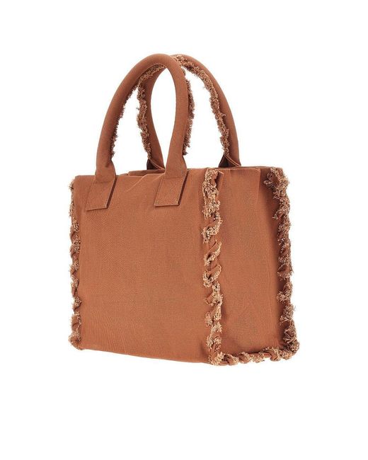 Pinko Brown Canvas Medium 'Beach' Shopping Bag