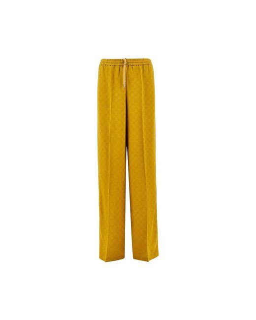 Gucci Yellow Gg Jacquard Sporty Pants