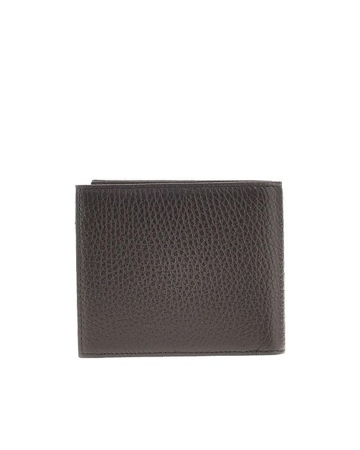 Emporio Armani Gray Grained Leather Bi-Fold Wallet for men