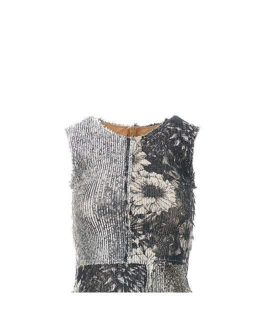 Maison Margiela Gray Sequinned Floral Patchwork Top