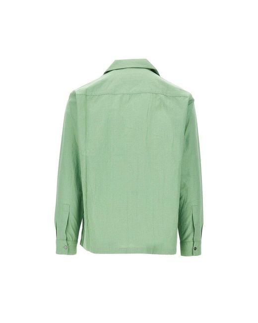 BAZISZT Green 'Palm Tree' Embroidered Shirt for men