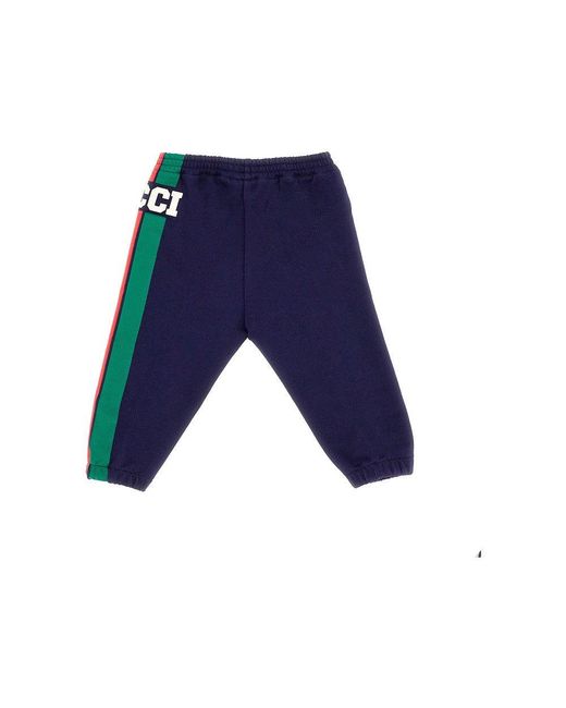 Gucci Blue Web Print Sweatpants Kids for men