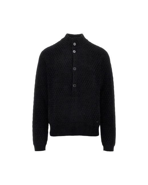Emporio Armani Black Virgin Wool-Blend Sweater for men