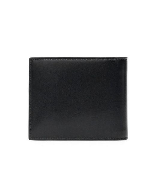 Saint Laurent Black Leather Bi-Fold Wallet With Monogram for men