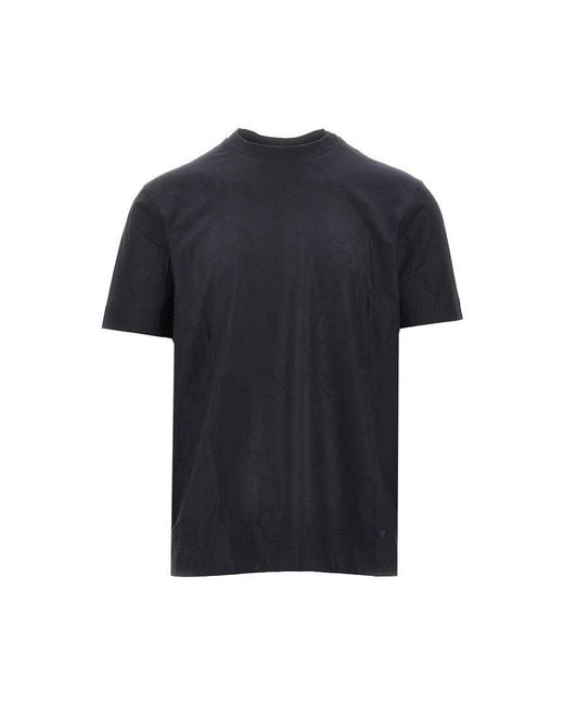 Emporio Armani Black Jacquard Stretch Jersey T-Shirt for men