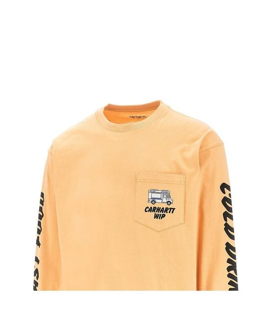 Carhartt Orange 'Cold Drinks' Long-Sleeved T-Shirt for men