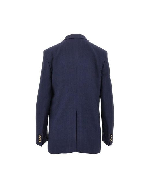 Tagliatore Blue 'Jasmine' Canvas Double-Breasted Jacket