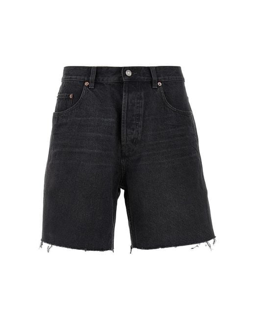 Saint Laurent Black Denim Oversized Shorts