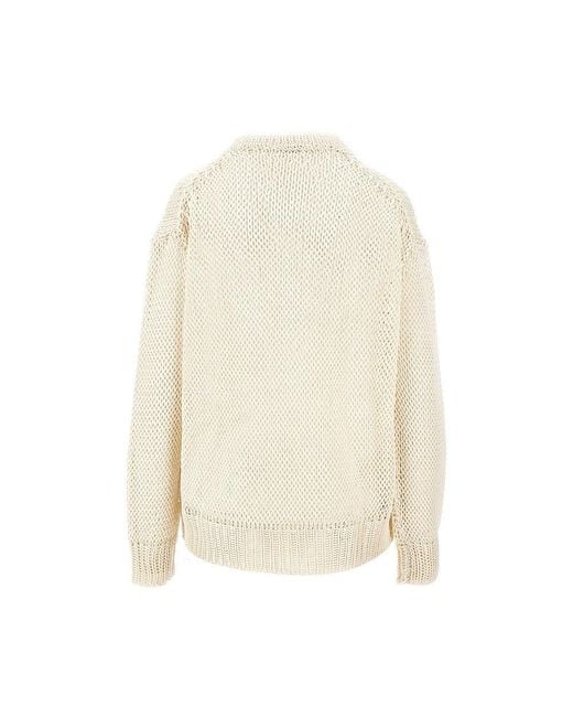 Jil Sander White Oversized Silk Sweater