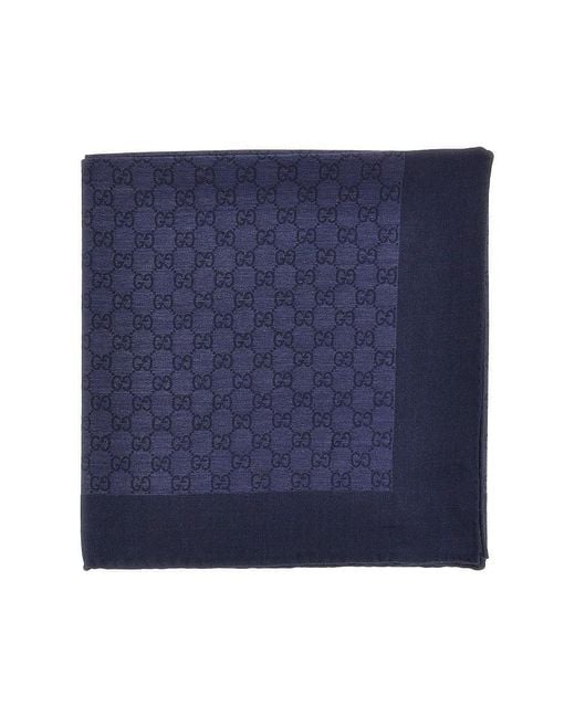 Gucci Blue Silk And Wool-Blend Scarf for men