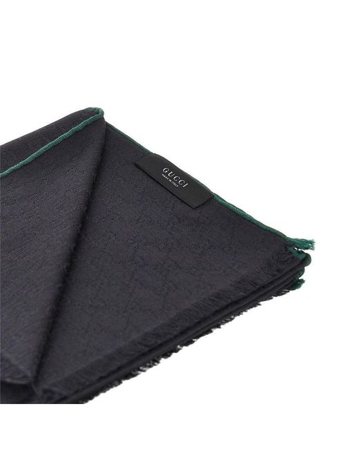 Gucci Blue Jacquard Silk And Wool-Blend Scarf for men