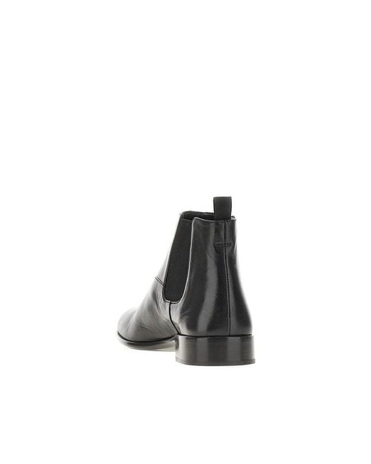Prada Black Leather Boots With Logo Print
