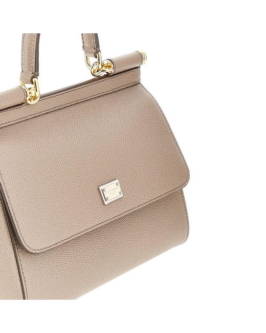 Dolce & Gabbana Natural Dauphine Leather Medium 'Sicily' Bag