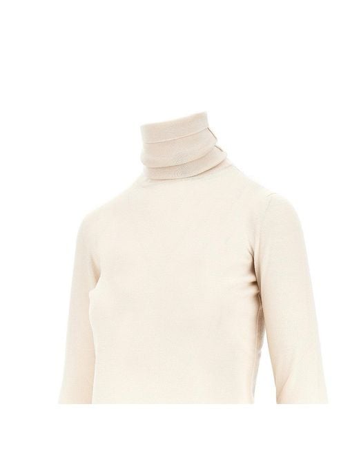 Max Mara Natural Virgin Wool Knitting Turtleneck