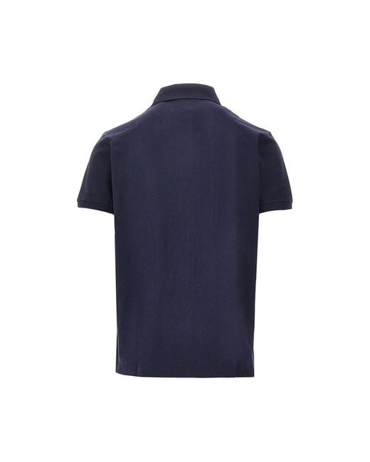 Etro Blue Logo Embroidery Piquet Polo Shirt for men