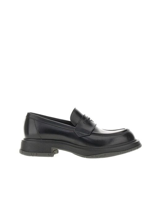 Gucci Black Leather Loafers With Logo Detail for men