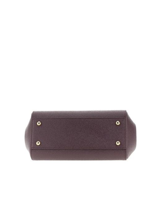 Dolce & Gabbana Purple Dauphine Leather Medium 'Sicily' Bag