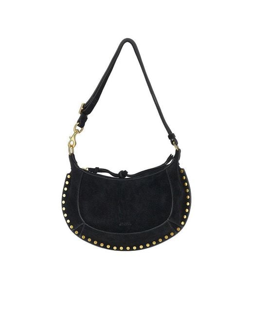 Isabel Marant Black Suede Leather Oskan Moon Bag