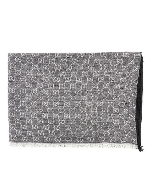 Gucci Metallic Jacquard Silk And Wool-Blend Scarf for men