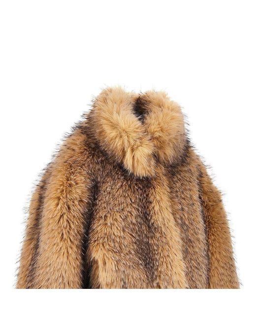 ROTATE BIRGER CHRISTENSEN Brown Faux Fur Cropped Jacket