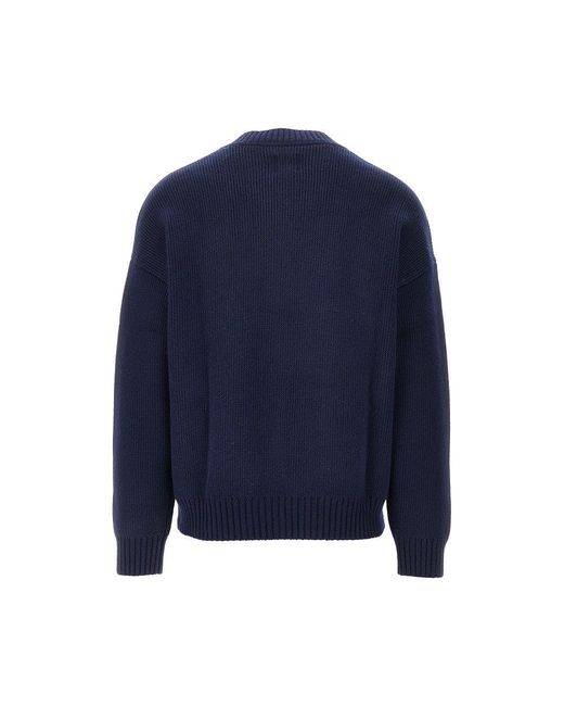 Emporio Armani Blue Cotton-Blend V-Neck Sweater for men