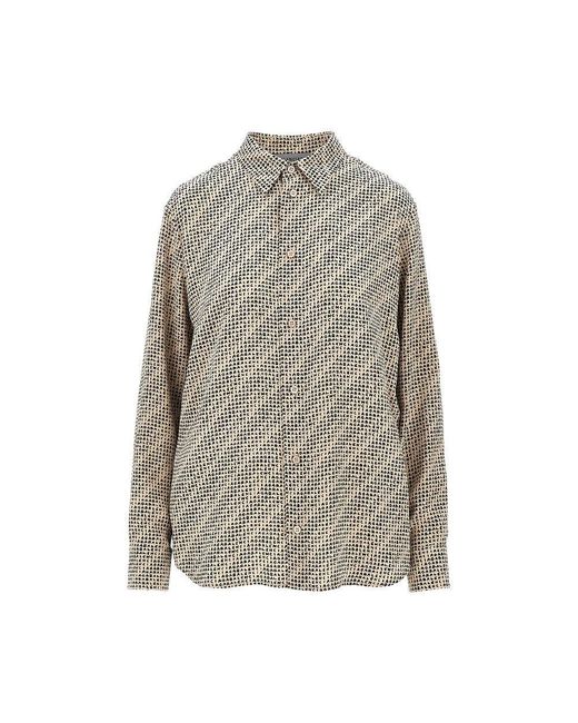 Balenciaga Gray Silk Crêpe Shirt With Monogram Print