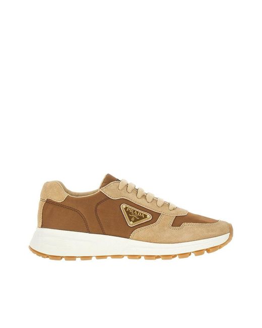 Prada Natural Suede Leather And Nylon Sneakers for men