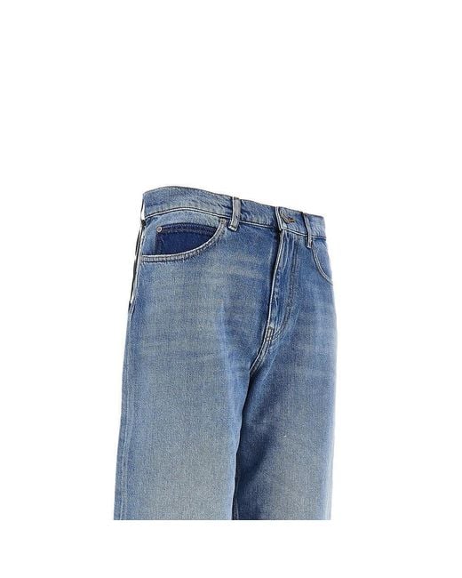 Pinko Blue Balloon Fit Jeans With Frayed Hem