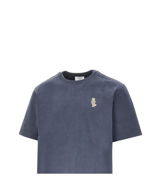 Maison Kitsuné Blue 'Dressed Fox' Patch T-Shirt for men