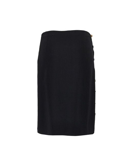 Versace Black Stretch Viscose Skirt With Medusa Buttons