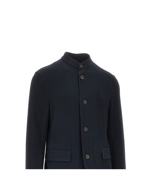 Emporio Armani Blue Textured Jersey Travel Essential Jacket for men