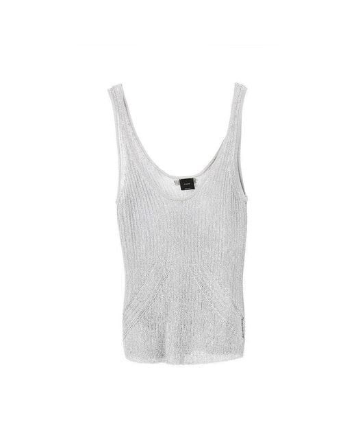 Pinko Gray Metallized Yarn Tank Top