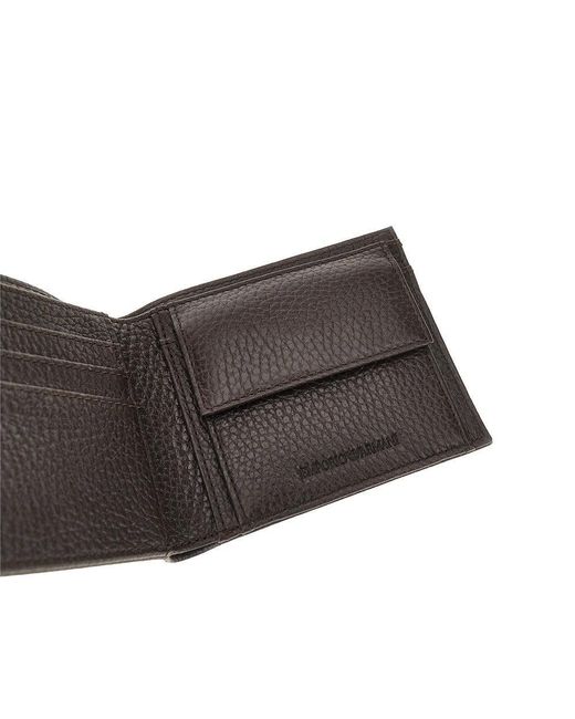 Emporio Armani Gray Grained Leather Bi-Fold Wallet for men