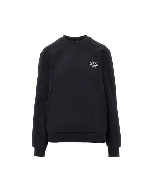 A.P.C. Black A. P.C. Crewneck Sweatshirt With Logo Embroidery