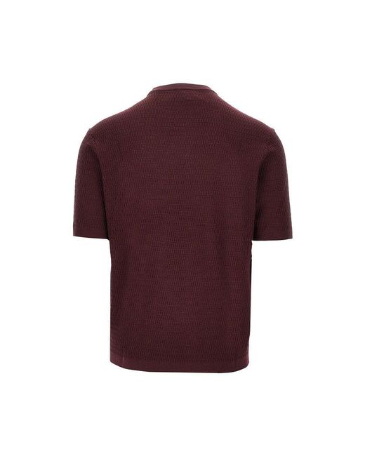 Emporio Armani Purple Virgin Wool Knitted T-Shirt for men