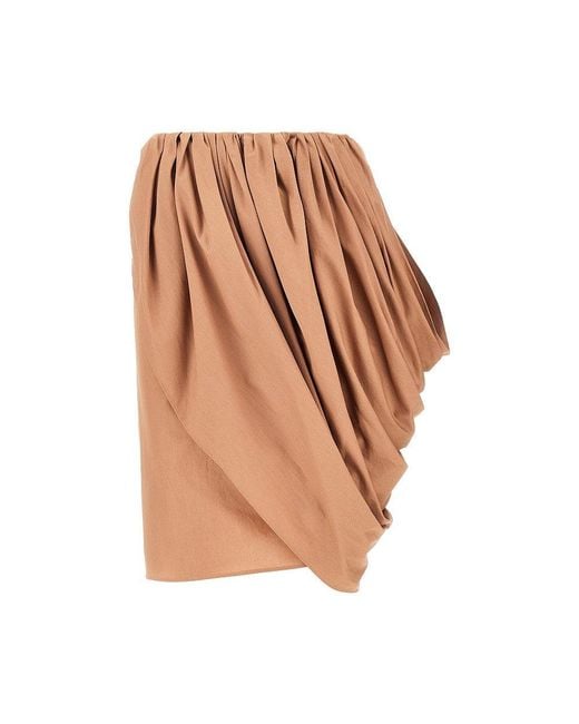 Chloé Natural Draped Poplin Skirt