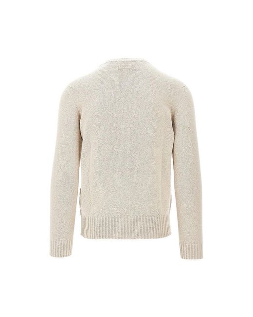 Drumohr White Chenille Crewneck Sweater for men