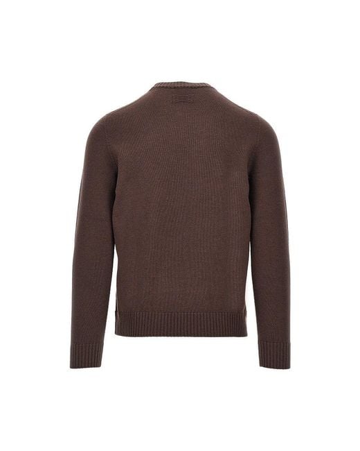 Drumohr Brown Merino Wool Knitted Sweater for men