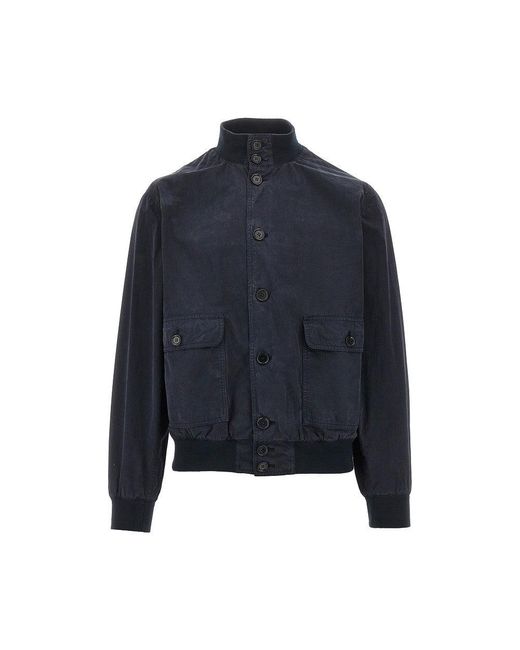 Aspesi Blue Cotton Canvas Bomber Jacket for men