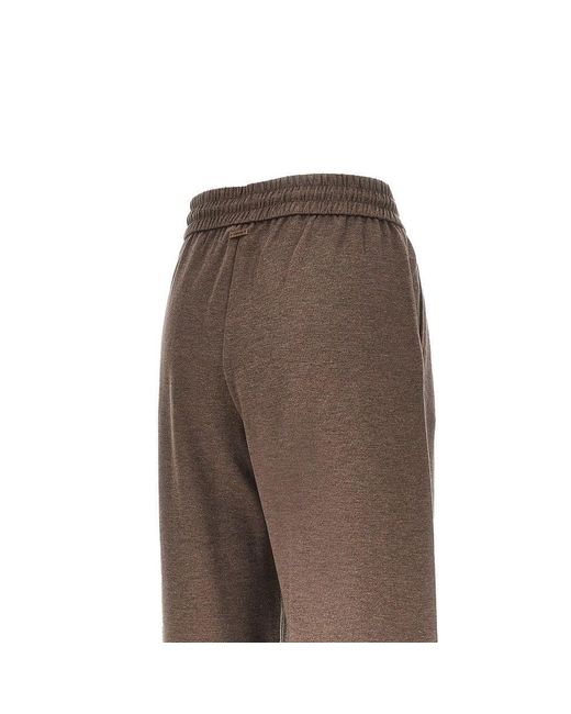 Max Mara Brown Silk-Blend Jersey Wide-Leg Pants