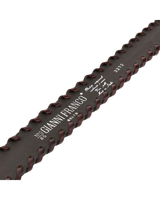 GIANNIFRANCO BELTS Brown Suede Leather Belt With Topstitchings for men