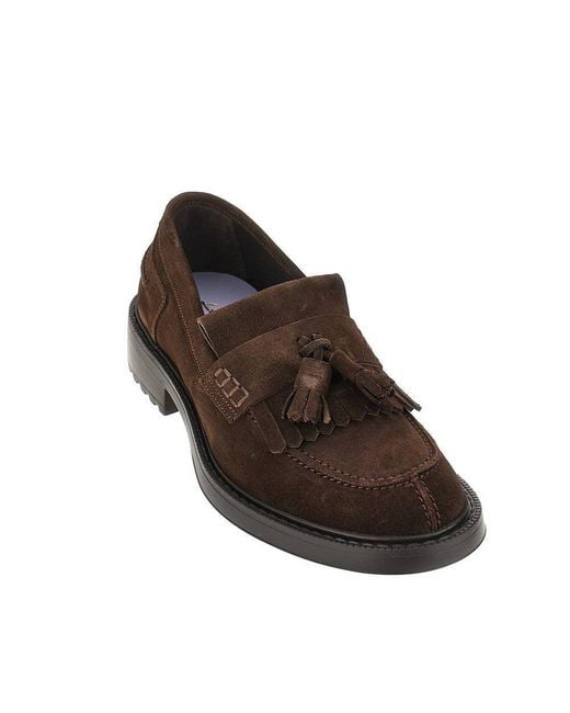 JUAN LACARCEL BY CALCE Brown Suede Leather Loafers With Tassels 41 for men