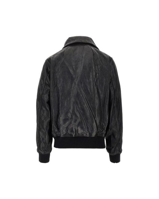 Rick Owens Black 'Dracuflight' Leather Bomber Jacket for men